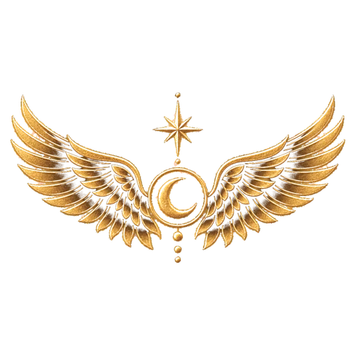 Símbolo dorado de unas alas espirituales
