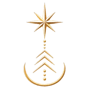 Símbolo dorado de una estrella que asciende