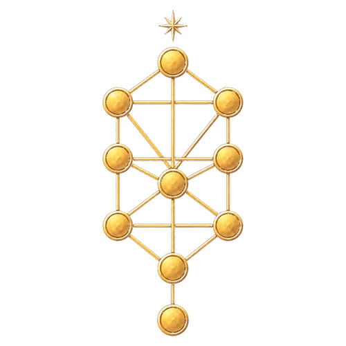 Símbolo dorado del Árbol de la Vida cabalístico