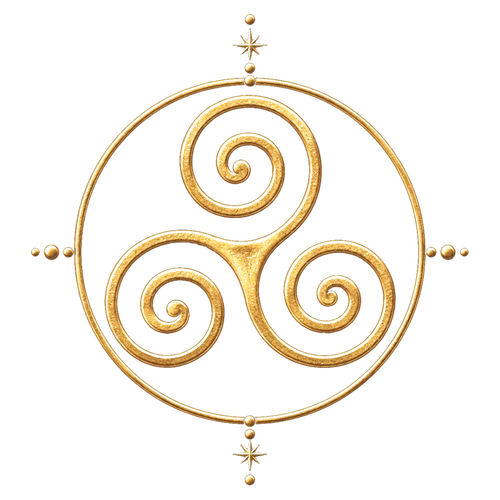 Símbolo dorado del trisquel celta