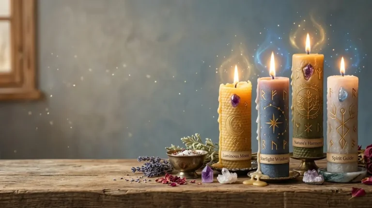 Velas preparadas encendidas sobre una mesa de madera