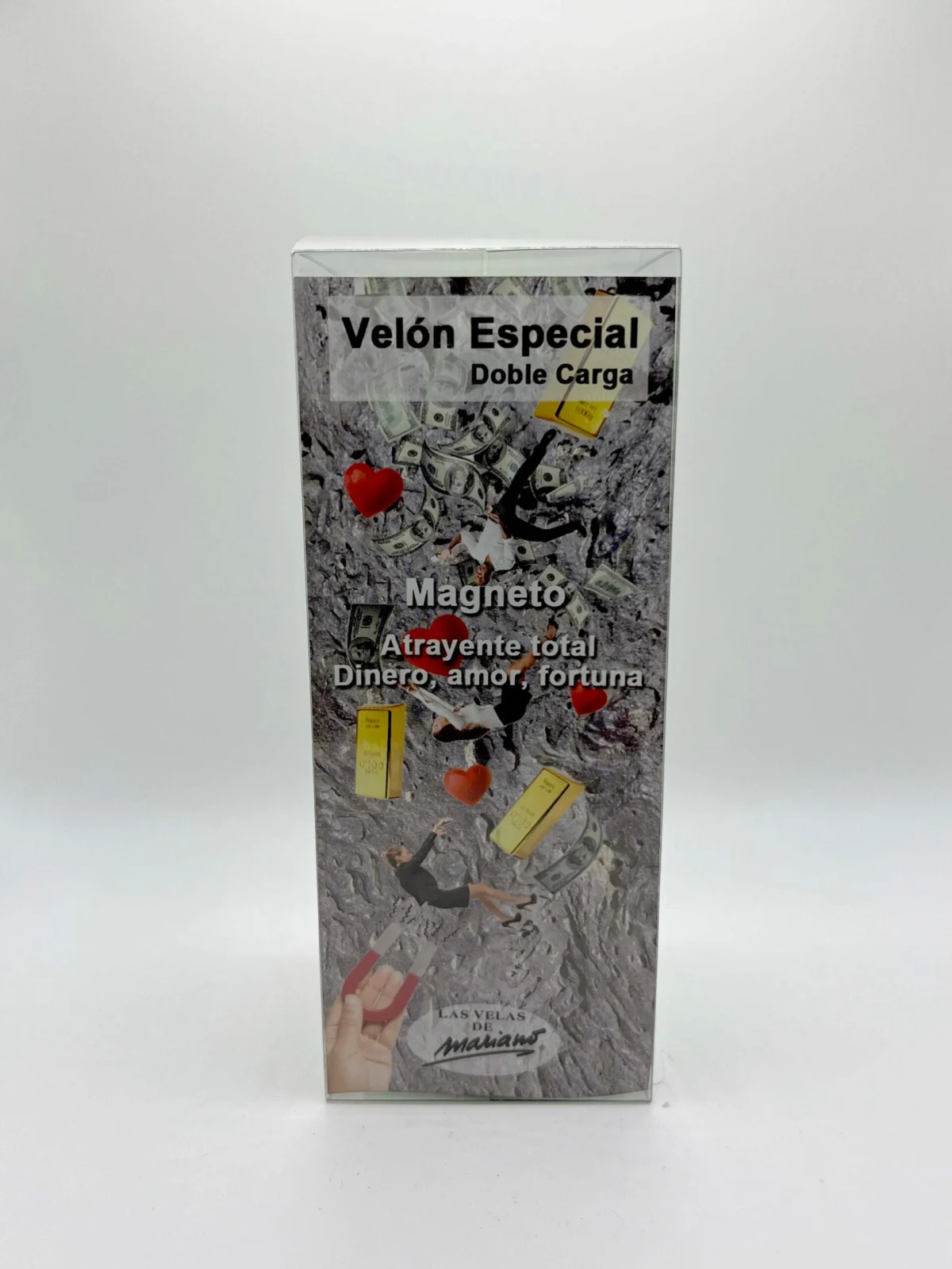 Velón verde de la atracción, con simbología especial y aceite para ungir